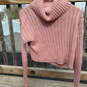 Forever 21 Pink Chunky Knit Cowl Turtleneck Sweater